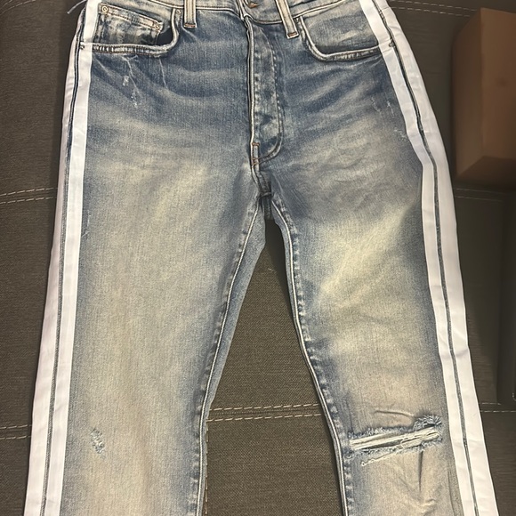 Amiri jeans indigo with white stripe down the side